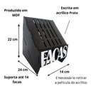 Ver imagem 3 de Porta Facas Faqueiro Organizador de Cozinha Gourmet Bbq Decor Silver