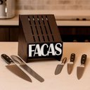 Ver imagem 2 de Porta Facas Faqueiro Organizador de Cozinha Gourmet Bbq Decor Silver