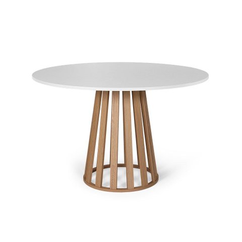 Mesa de Jantar Redonda 120cm 6 Lugares Gabi MDF Branco e Jade - Straub Web