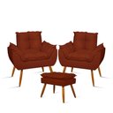Ver imagem 1 de Kit Luxo 02 Poltronas Amamentação Suede + 1 Puff Pés Palito Cor:terracota