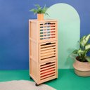 Ver imagem 3 de Gaveteiro Organizador Armário de Bambu Ripado com Rodinhas - Oikos