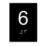Kit 10 Placas Braile Ps do 6° Andar Elevador Preto - 1