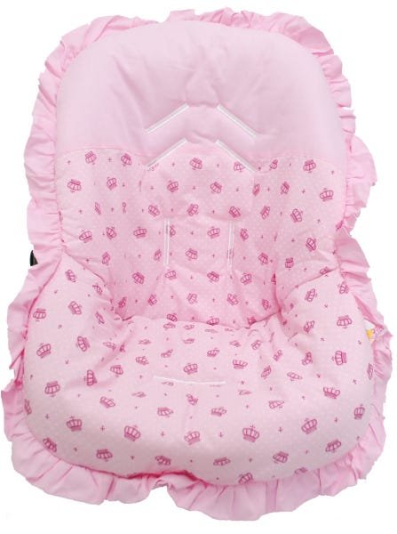 Capa para Bebê Conforto Coroas rosa - 1