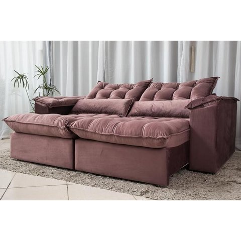 Sofá Retrátil e Reclinável Ipanema 1,50m em Tecido Veludo C/pillow Nos Braços - Montagem Inclusa:ros