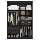 Ver imagem 3 de Guarda-Roupa Solteiro Alonzo 4 Portas 2 Gavetas 100% Mdf Preto Fosco - Móveis Lopas