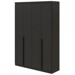 Guarda-Roupa Solteiro Alonzo 4 Portas 2 Gavetas 100% Mdf Preto Fosco - Móveis Lopas - 2 Guarda-Roupa Solteiro Alonzo 4 Portas 2 Gavetas 100% Mdf Preto Fosco - Móveis Lopas - 2