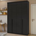 Ver imagem 1 de Guarda-Roupa Solteiro Alonzo 4 Portas 2 Gavetas 100% Mdf Preto Fosco - Móveis Lopas