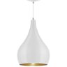 Pendente Luminária Gota 12cm Diâmetro x 22cm Altura - Branco Textura x Dourado - 1