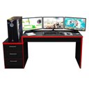 Ver imagem 5 de Mesa para Computador Gamer Drx 5000 e Livreiro Office com Portas Pequenas Preto Trama Vermelho - Mó