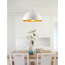 Pendente Luminária Meia Lua P 30cm Diâmetro x 17cm Altura - Marrom Textura x Cobre Solido - 3