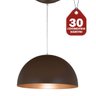 Pendente Luminária Meia Lua P 30cm Diâmetro x 17cm Altura - Marrom Textura x Cobre Solido - 1