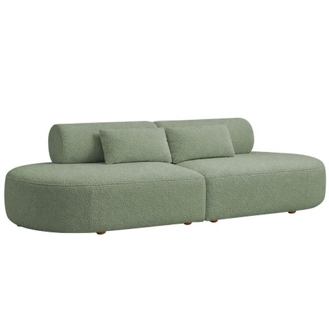 Sofá Orgânico Horizonte 4 Lugares 230cm Bouclé Verde Claro - Nexta Casa