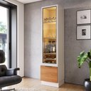 Ver imagem 1 de Cristaleira 2 Portas Reflecta Noble com Led e Espelho Mdp/mdf para Sala Moderna Off White/jequitiba