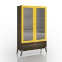 Ver imagem 5 de Sala de Estar Completa com Rack, Cristaleira 1 Porta e Cristaleira 2 Portas Retrô Madri Espresso Móv