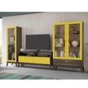 Ver imagem 1 de Sala de Estar Completa com Rack, Cristaleira 1 Porta e Cristaleira 2 Portas Retrô Madri Espresso Móv