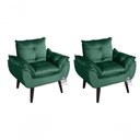 Ver imagem 1 de Kit 02 Poltrona Decorativa Opala Veludo Verde Smf Decor