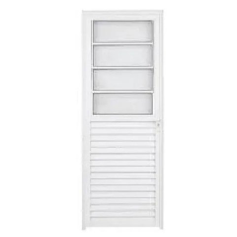 Porta de Alumínio Basculante com Vidro Lado Direito 210x80cm Branco Allo Esquadrias
