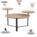 Ver imagem 4 de Mesa de Centro para Sala de Estar 3 em 1 Pés Metálicos Dari A03 Hanover Preto - Lyam Decor