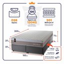 Ver imagem 2 de Conjunto Box Baú Super King Sheffield Cinza 193x203x72 c/ Molas Ensacadas