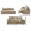 Ver imagem 2 de Sofá Retrátil e Reclinável 3 Lugares com Molas 2,10m Dani Suede Bege Adonai Estofados