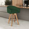 Banqueta Tamborete Luiza com Base Giratória de Madeira Moderna Elegante Suede Verde - ADJ Decor - 1