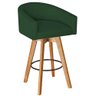 Banqueta Tamborete Luiza com Base Giratória de Madeira Moderna Elegante Suede Verde - ADJ Decor - 4
