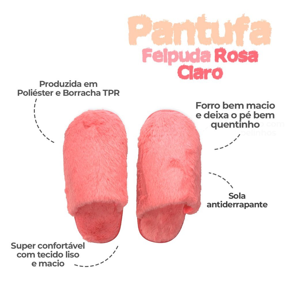 Pantufa Feminina Adulto Antiderrapante Felpuda 38/39 Rosa - 5