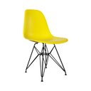 Ver imagem 2 de Conjunto de Mesa Eames Clips de Ferro Preto Tampo Preto 135x75 6 Cadeiras Ferro Preta Assento Amarel
