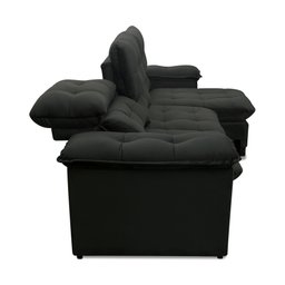 Sofá Retrátil Reclinável Atenas 2,30m Suede Velut Preto c/ Molas no Assento - King House - 6