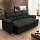 Ver imagem 1 de Sofá Retrátil Reclinável Atenas 2,30m Suede Velut Preto C/ Molas no Assento - King House