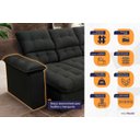 Ver imagem 4 de Sofá Retrátil Reclinável Atenas 2,30m Suede Velut Preto C/ Molas no Assento - King House