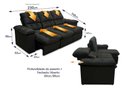 Ver imagem 3 de Sofá Retrátil Reclinável Atenas 2,30m Suede Velut Preto C/ Molas no Assento - King House