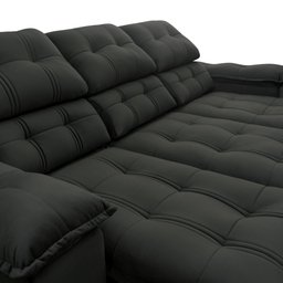 Sofá Retrátil Reclinável Atenas 2,30m Suede Velut Preto c/ Molas no Assento - King House - 8
