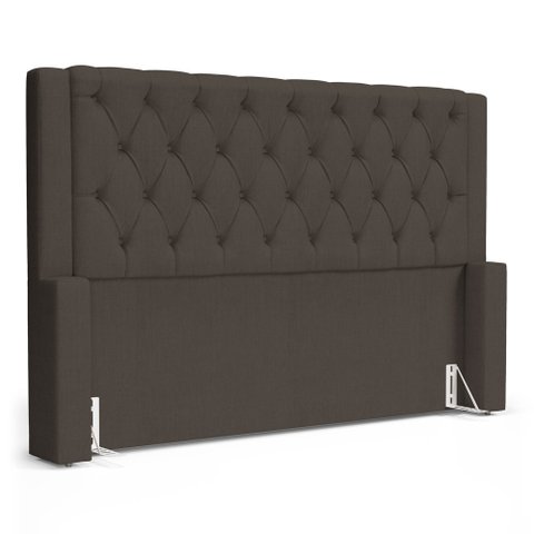 Cabeceira Atena para Cama Box Queen Size 160cm Capitonê com Frame Linho Cacau - Desk Design