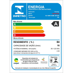 Aquecedor de Água a Gás Komeco Ko 16 Wh Home 16 Litros Branco Digital Bivolt para Gn (gás Natural) - 7