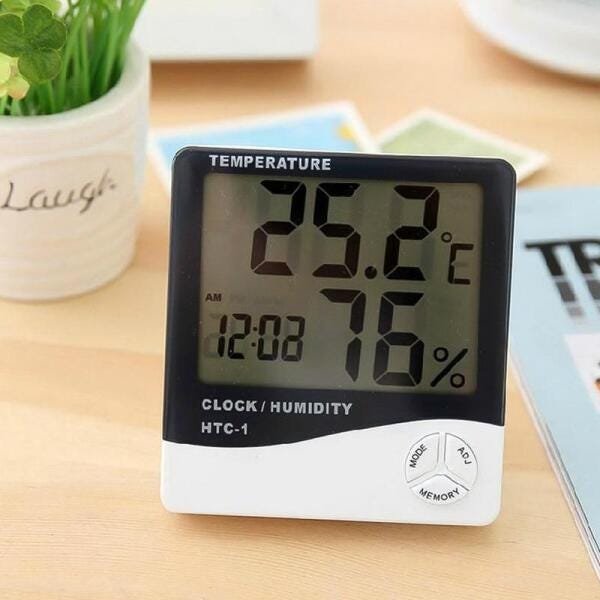 Higrômetro Termo Relógio Digital Medidor de Mesa Temperatura - 3