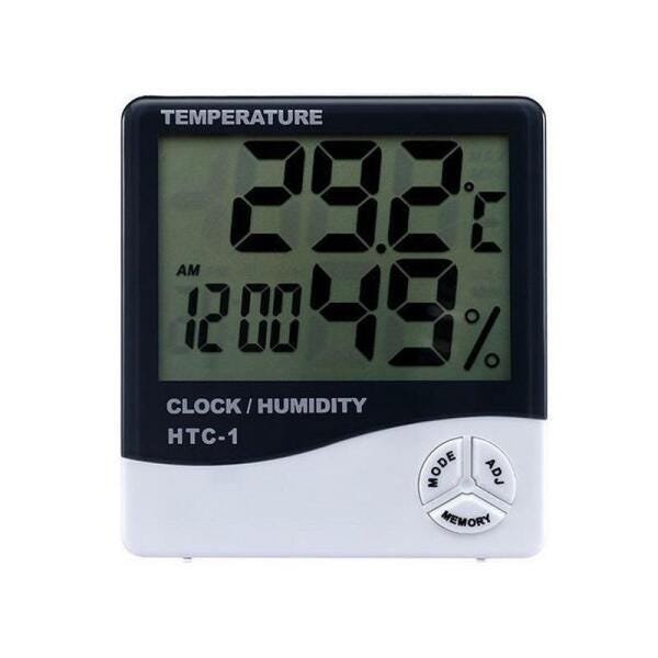Higrômetro Termo Relógio Digital Medidor de Mesa Temperatura - 1