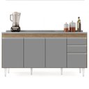 Ver imagem 7 de Balcão Gabinete com Pia Inox 160cm Arkansas Castanho/Cinza - Lumil Lumil Móveis