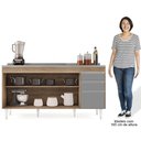 Ver imagem 5 de Balcão Gabinete com Pia Inox 160cm Arkansas Castanho/Cinza - Lumil Lumil Móveis