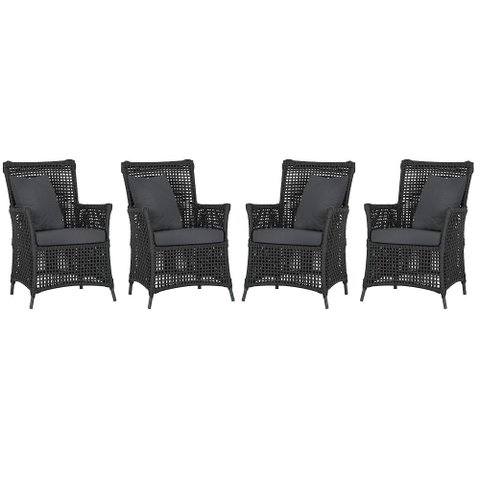 4 Poltronas Igapó Alumínio Micro Pintura Preta Corda Náutica Estofado 11