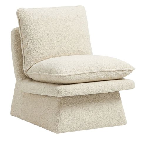 Poltrona Decorativa para Sala Living Filó Bouclé Off White - Nexta Casa