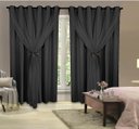 Ver imagem 1 de Cortina Decorativa Corta Luz Blackout com Voil Sala ou Quarto 4,00M x 2,80M Preto Varão Simples
