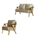 Ver imagem 1 de Kit 1 Poltrona Mona Luxo + Namoradeira Mona Luxo Recepção - Suede Cappuccino