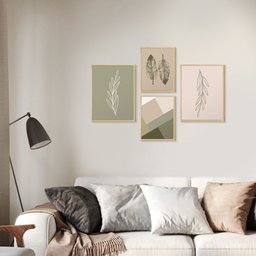 Kit 4 Quadros para Decoração Folhas Minimalista Sala Cozinha - 2