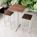 Ver imagem 1 de Conjunto Mesa Alta Bar Bistrô Quadrada Imbuia 2 Bancos Estofado Don Castro Decor