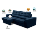 Ver imagem 3 de Sofá Retrátil 2 Lugares 150cm com Molas Magali Suede Azul