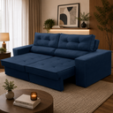 Ver imagem 1 de Sofá Retrátil 2 Lugares 150cm com Molas Magali Suede Azul