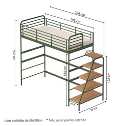 Cama Alta em Ferro Aço Carbono Tubular Teko Casatema - 3