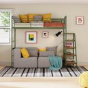 Ver imagem 1 de Cama Alta em Ferro Aço Carbono Tubular Teko Casatema MadeiraOriginals Verde/Álamo