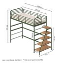 Ver imagem 3 de Cama Alta em Ferro Aço Carbono Tubular Teko Casatema MadeiraOriginals Verde/Álamo
